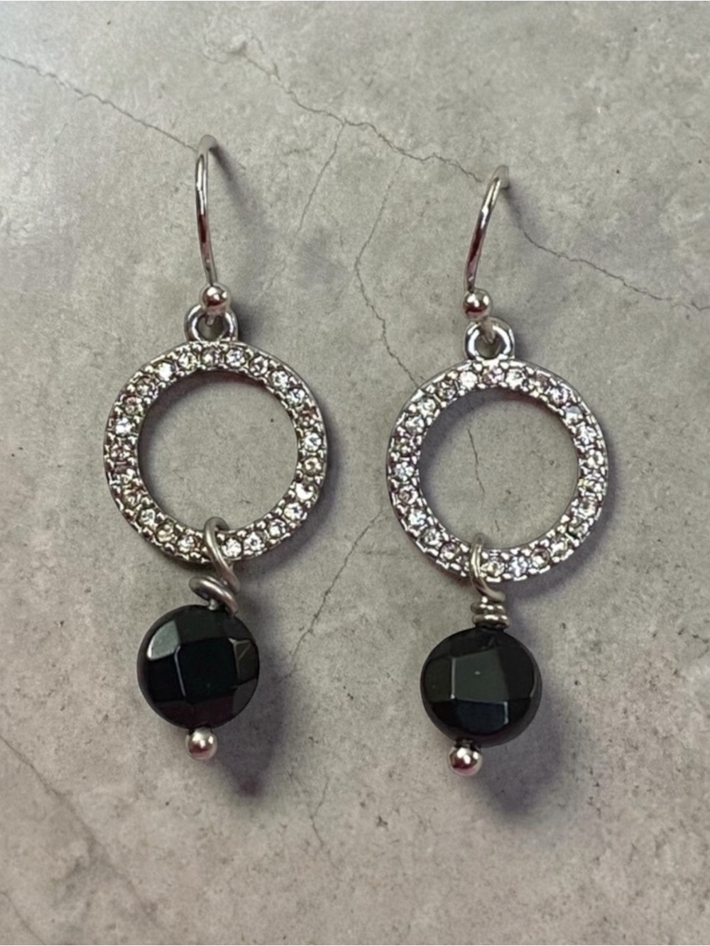 Elegant Silver and Black Dangle Earrings